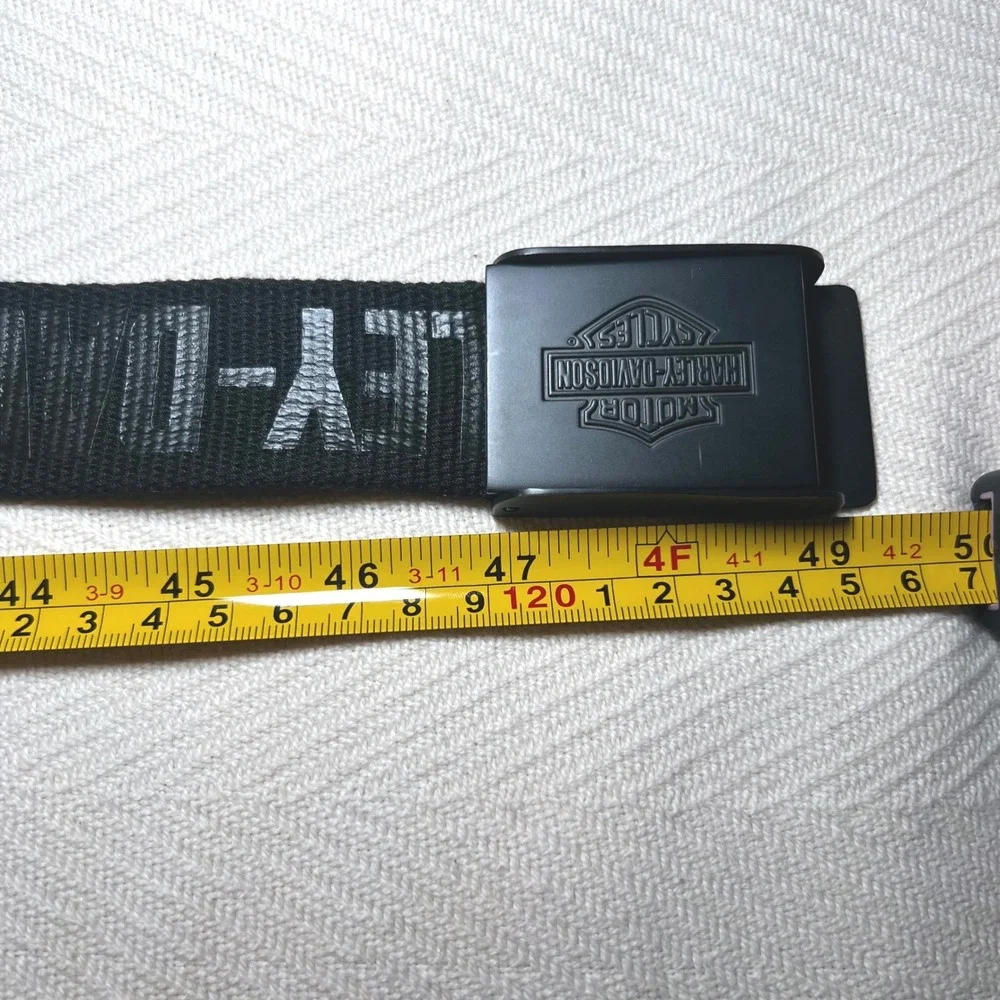Harley-Davidson Mens Black Canvas Web Belt Bar & Shield Logo Buckle 48 Inch